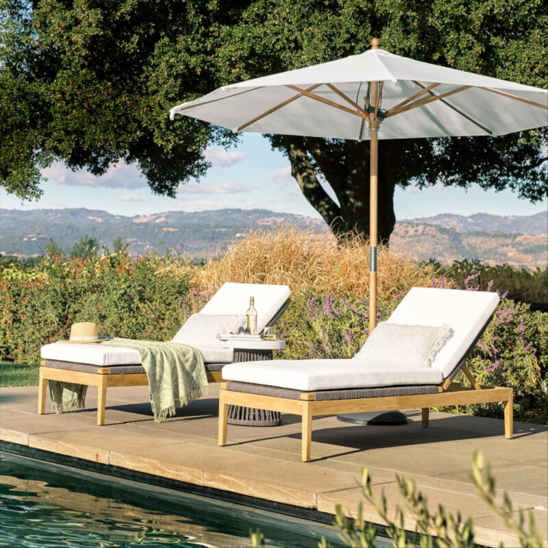 Pasadena Outdoor Teak and Brown Rope Chaise