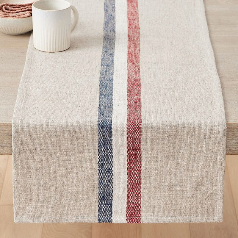 Patriotic Stripe Cotton/Linen Table Runner
