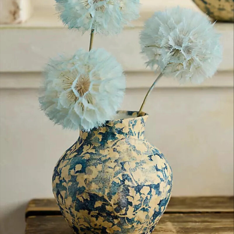 Patterned Papier Mache Vase, Sun Print