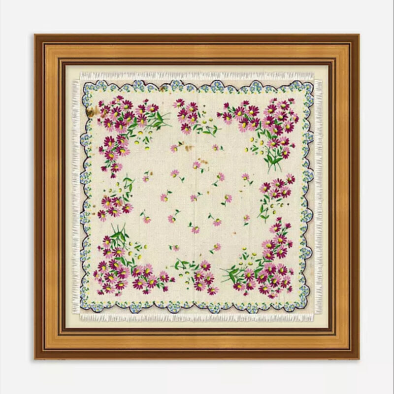 Anthropologie Patterned Scarf Cream Floral Wall Art
