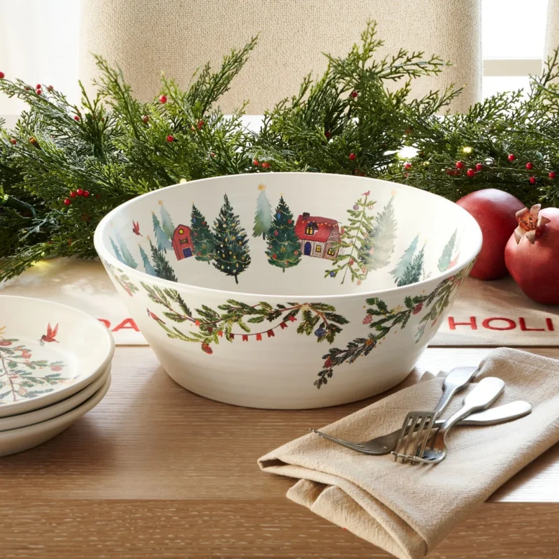 Christmas in the Country Stoneware Serving Bowl
