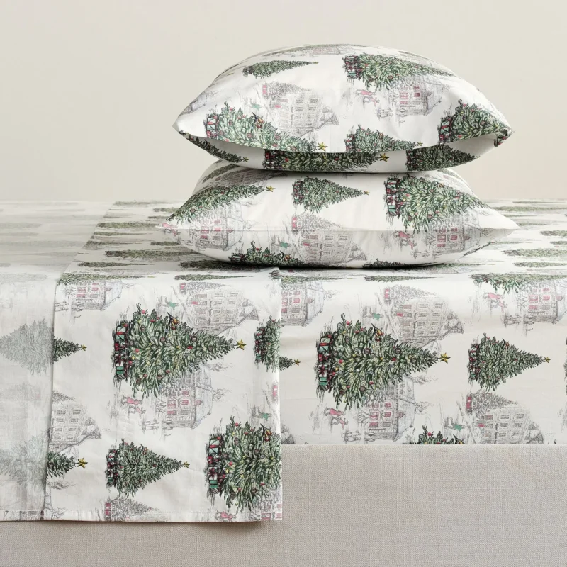 Vintage Christmas Percale Sheet Set