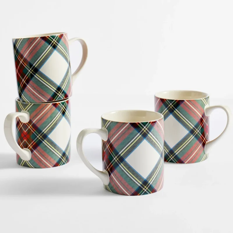 Stewart Plaid Stoneware Mugs - Set of 4