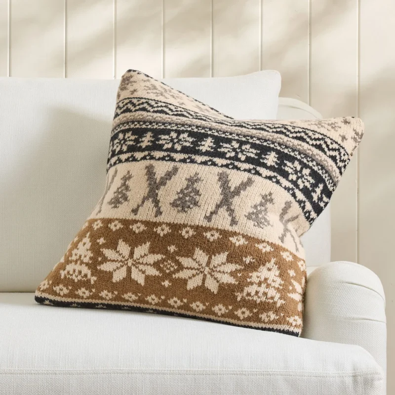 Ski Lodge Fair Isle Knit Pillow Cover