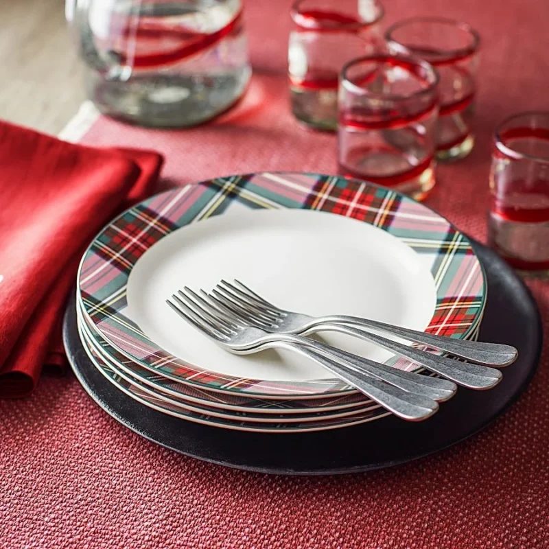 Stewart Plaid Stoneware Dinner Plates - Set of 4