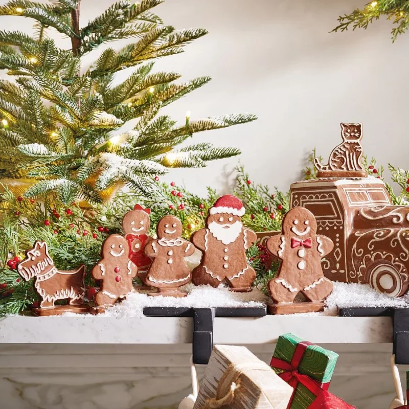 Handcrafted Ceramic Gingerbread Village People - Set of 7