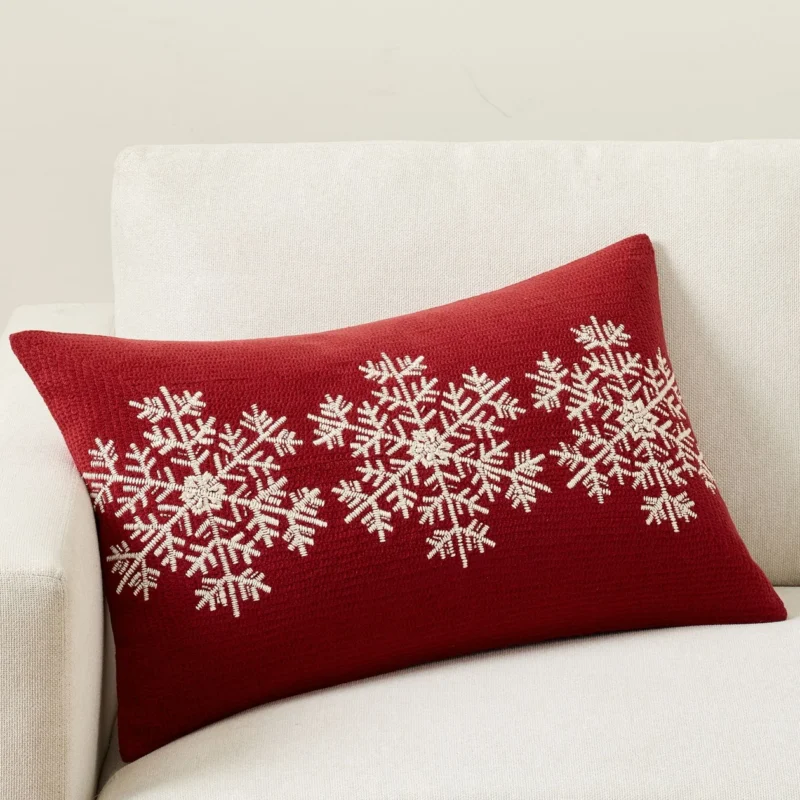 Graphic Snowflake Lumbar Pillow Cover
