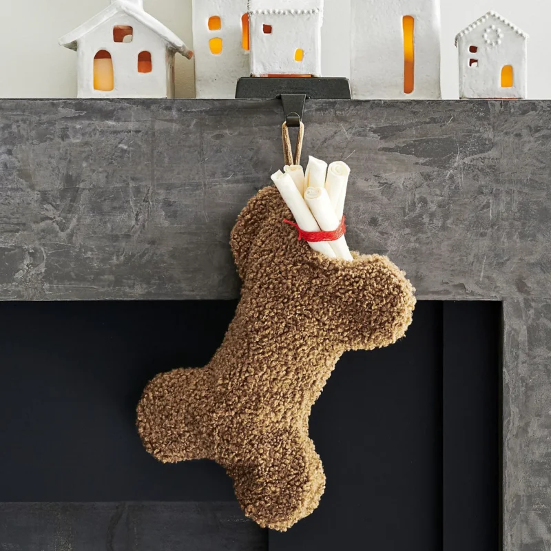 Cozy Teddy Faux Fur Bone Pet Stocking