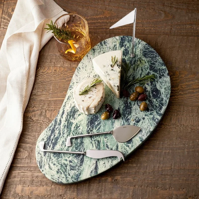 Figural Golf Marble Cheese Board & Cheese Knives Set