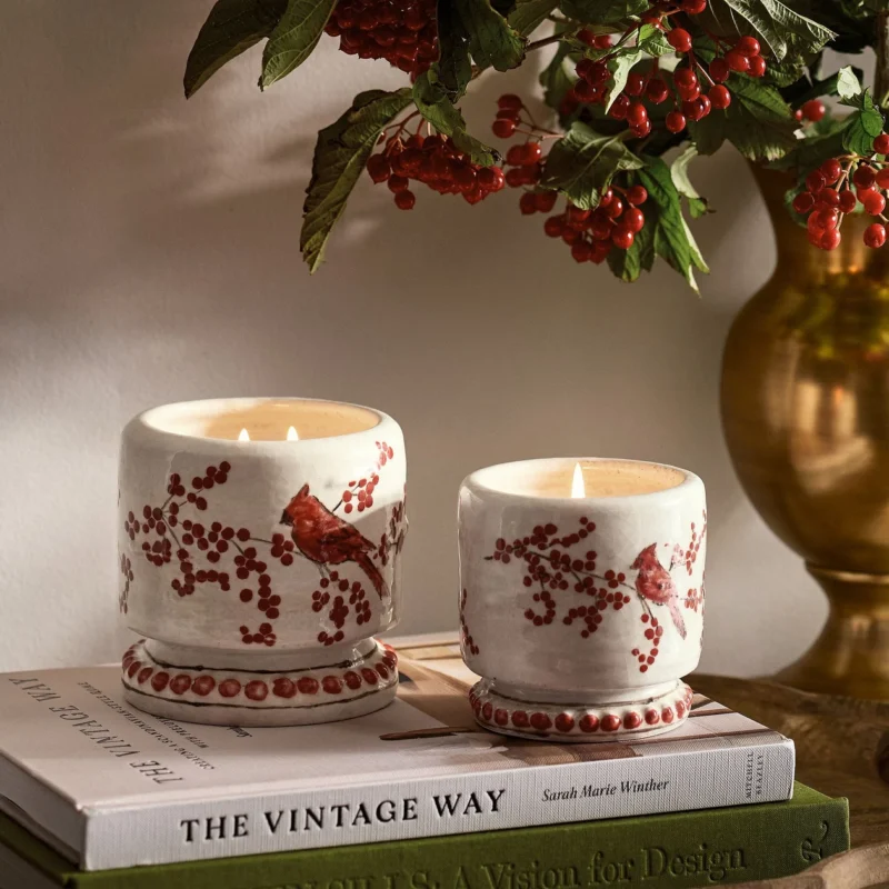 Red Cardinal Ceramic Candle - Cranberry Pomegranate