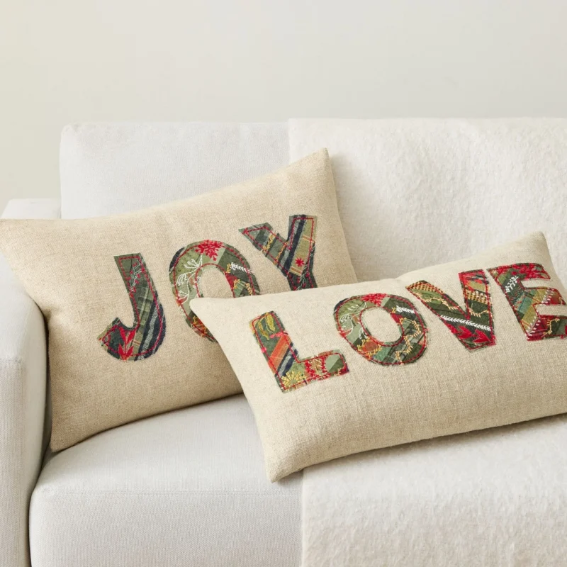 Joy Patchwork Lumbar Pillow Cover
