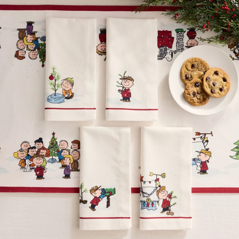 Peanuts™ Charlie Brown Christmas Organic Cotton Napkins - Mixed Set of 4