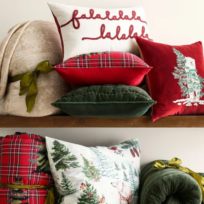 Polar Bear Embroidered Pillow Cover