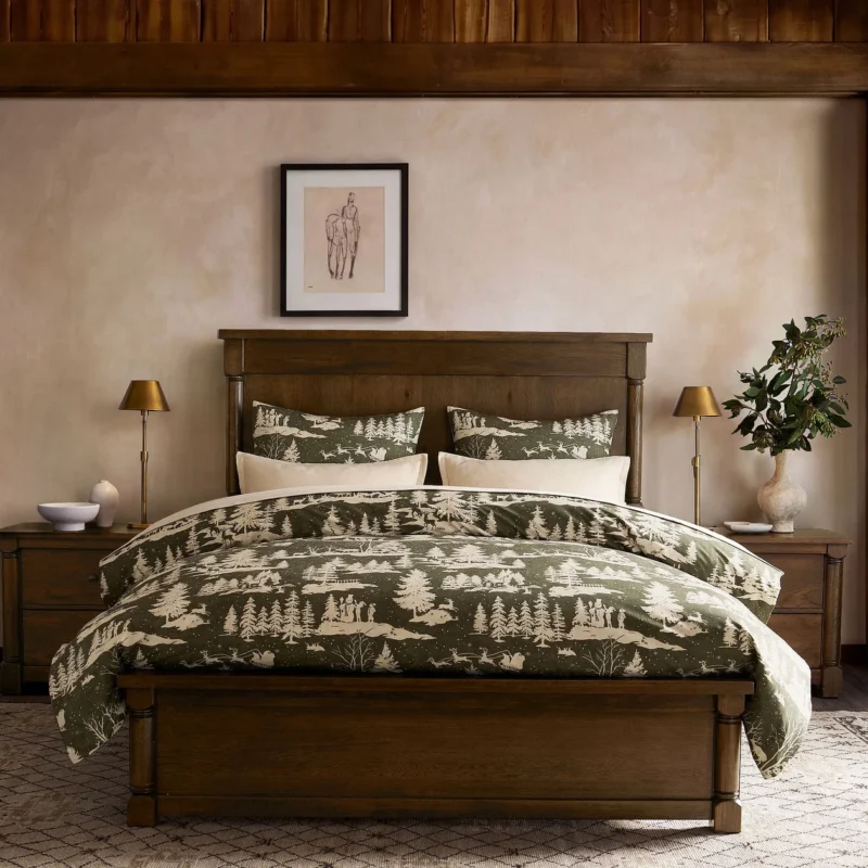 Winter Pines Percale Duvet Cover