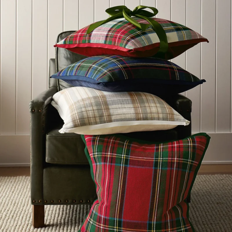 Stewart Plaid Grosgrain Pillow Cover