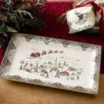 Vintage Christmas Stoneware Serving Platter