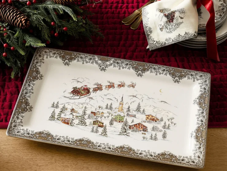 Vintage Christmas Stoneware Serving Platter
