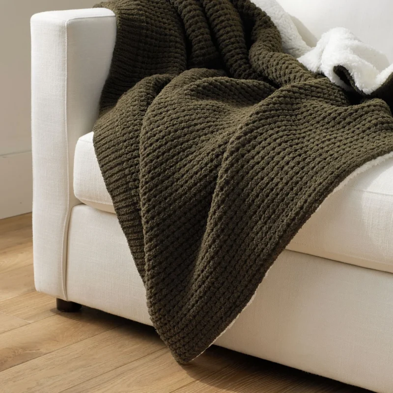 Chenille Waffle Sherpa Back Throw