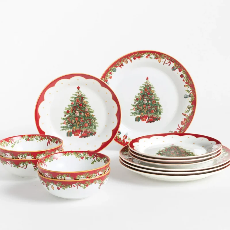 Nostalgic Christmas Stoneware 12-Piece Dinnerware Set
