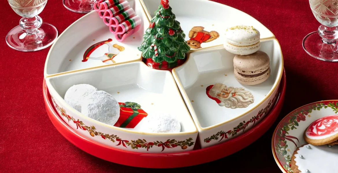 Nostalgic Christmas Icon Stoneware Multi-Sectional Lazy Susan