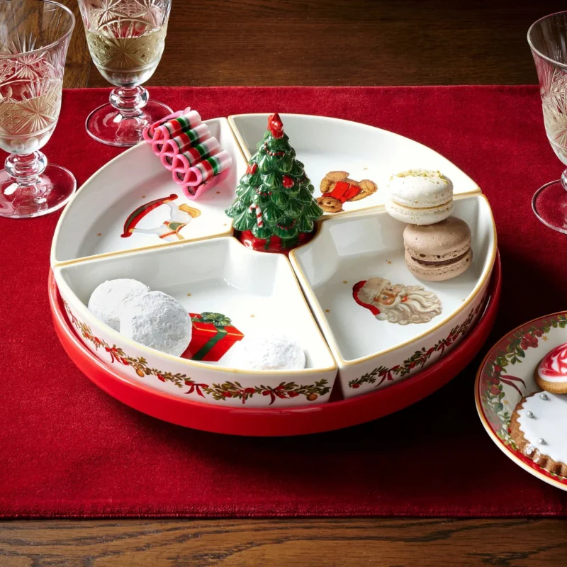 Nostalgic Christmas Icon Stoneware Multi-Sectional Lazy Susan
