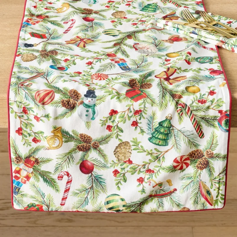 Nostalgic Christmas Icon Cotton Table Runner