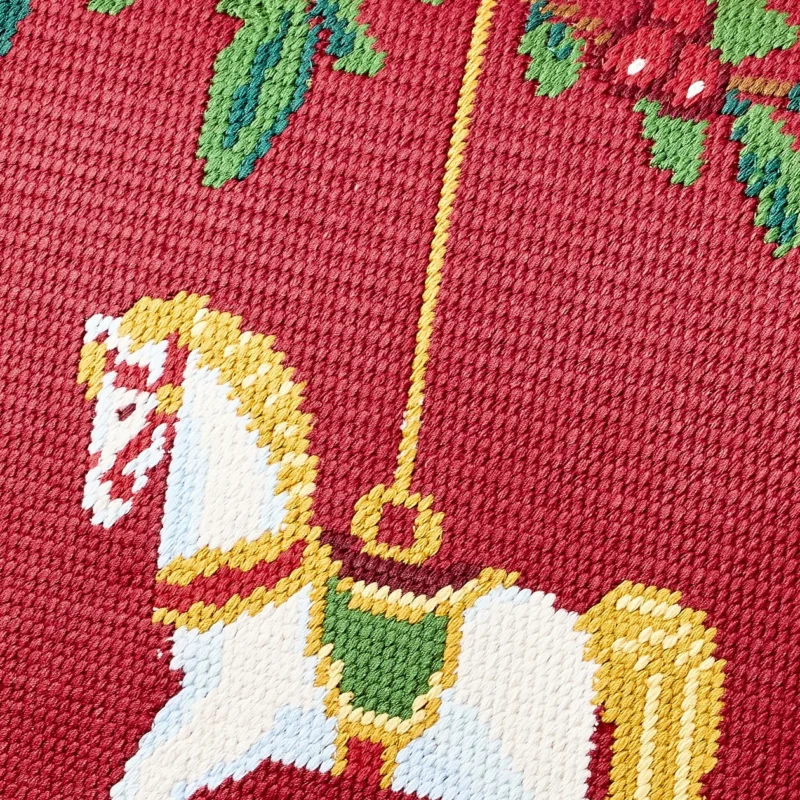Rocking Horse Needlepoint Filled Pillow