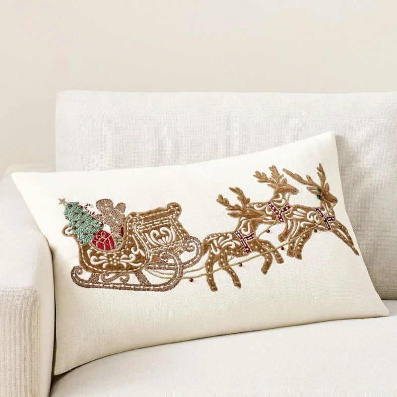 Gingerbread Sleighride Lumbar Pillow Cover