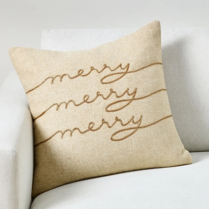 Merry Embellished Pillow Cover