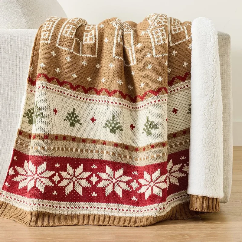 Gingerbread House Fair Isle Jacquard Throw