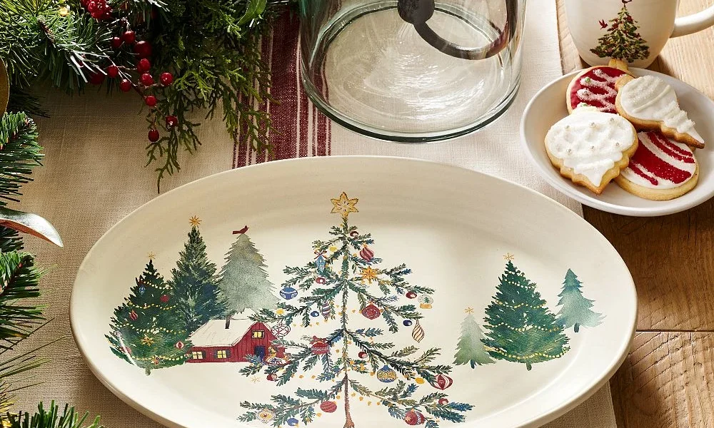 Christmas in the Country Oval Stoneware Serving Platter