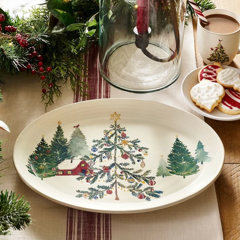 Christmas in the Country Oval Stoneware Serving Platter
