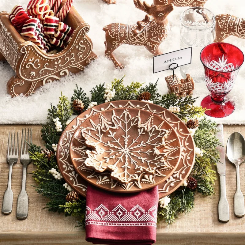 Gingerbread Snowflake Stoneware Appetizer Plates - Set of 4