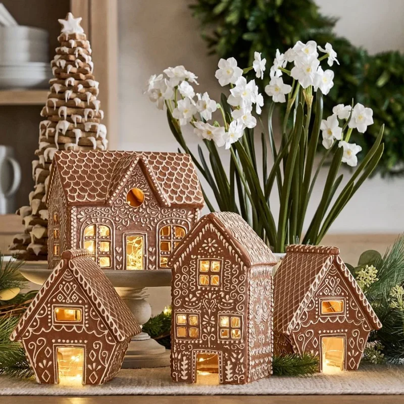 Handcrafted Gingerbread Village Houses