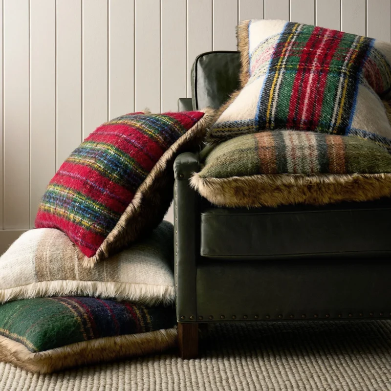 Stewart Plaid with Faux Fur Back Pillow Cover