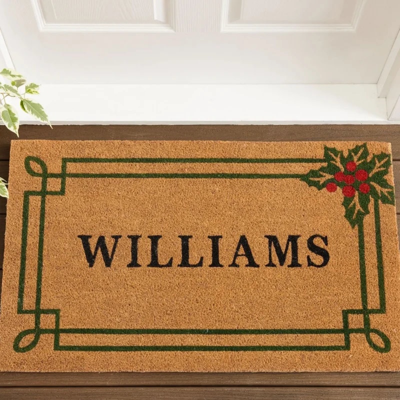 Personalized Holly Frame Doormat