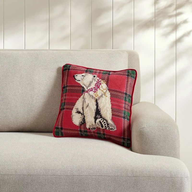 Polar Bear Needlepoint Pillow