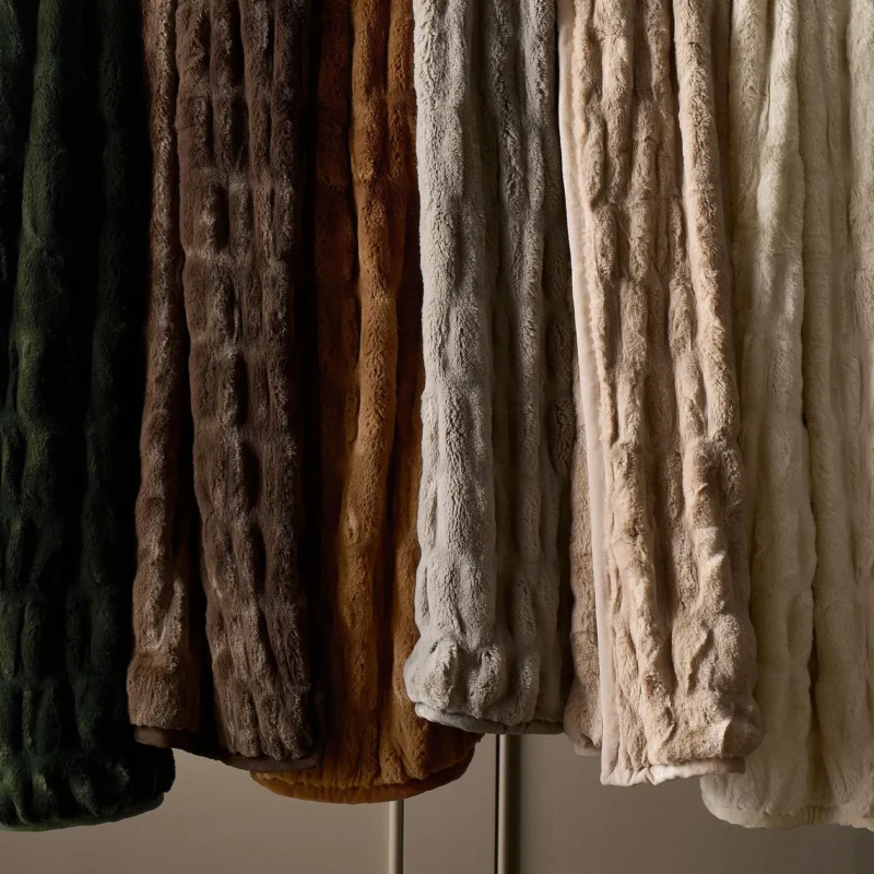 Faux Fur Ruched Throw
