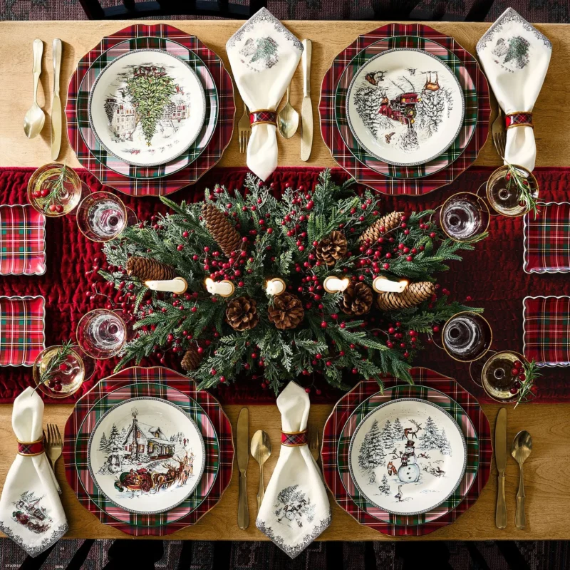 Vintage Christmas Stoneware Salad Plates - Mixed Set of 4