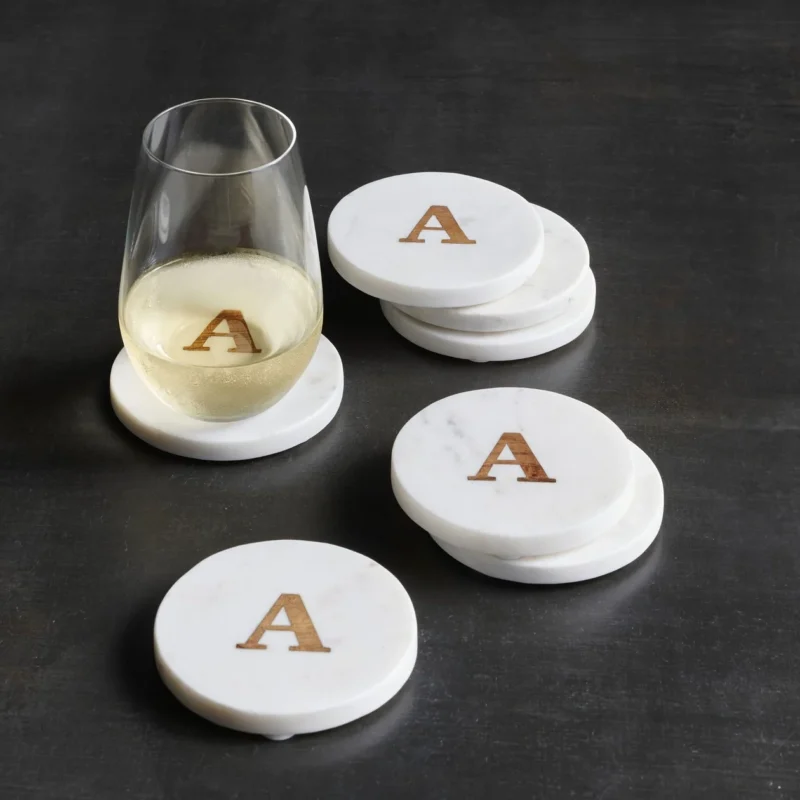 Alphabet Marble/Wood Coasters - Set of 4