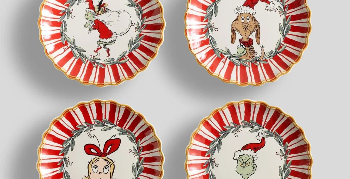 The Grinch™ Stoneware Appetizer Plates - Mixed Set of 4