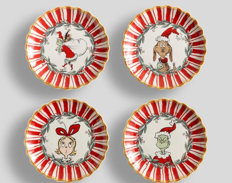 The Grinch™ Stoneware Appetizer Plates - Mixed Set of 4