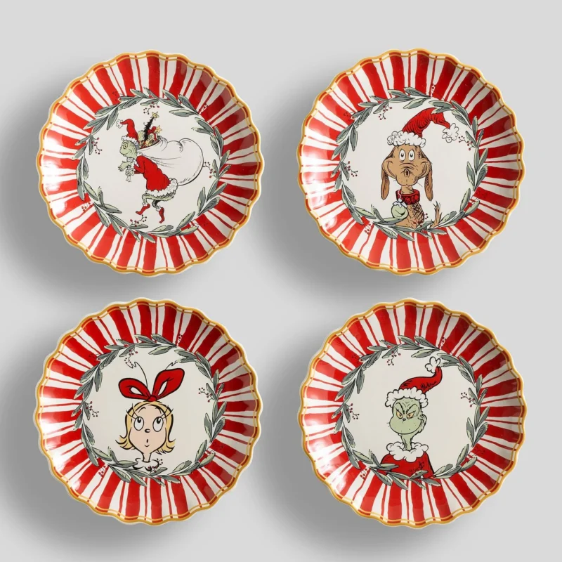 The Grinch™ Stoneware Appetizer Plates - Mixed Set of 4