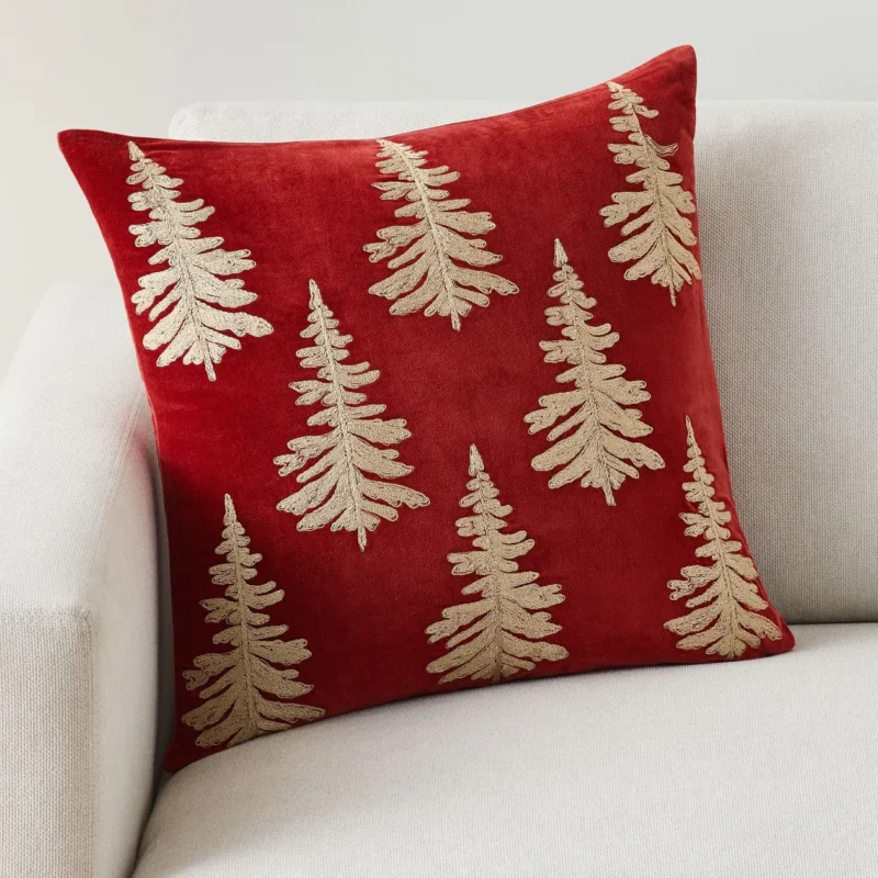 Rustic Glam Tree Embroidered Pillow Cover