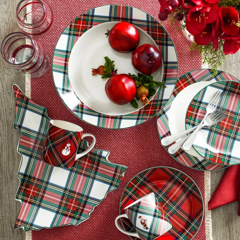 Stewart Plaid Stoneware Dinnerware Collection