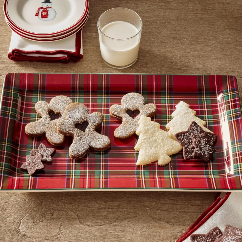 Stewart Plaid Stoneware Rectangular Serving Platter