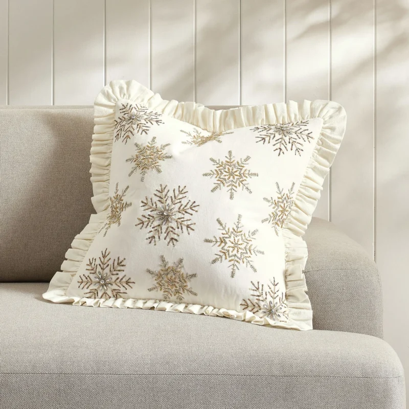 LoveShackFancy Beaded Snowflake Pillow Cover