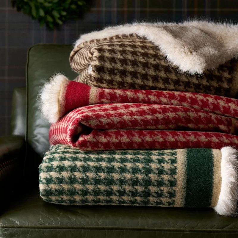 Houndstooth Faux Fur Back Throw