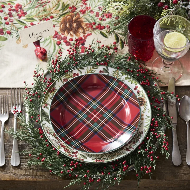 Stewart Plaid Stoneware Salad Plates - Set of 4