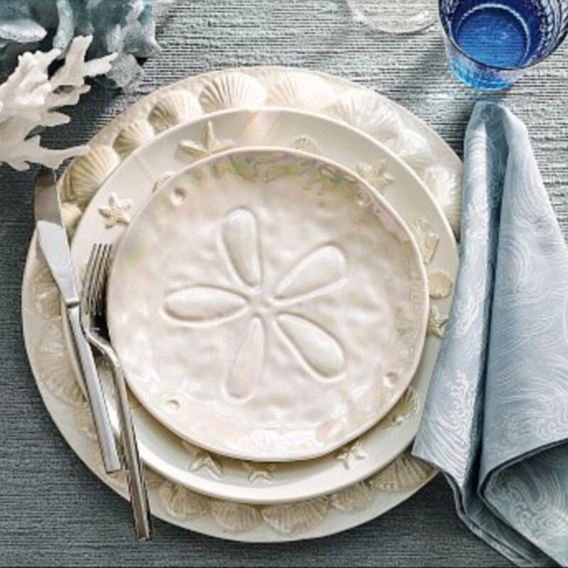 Pearlescent Sand Dollar Stoneware Salad Plates - Set of 4